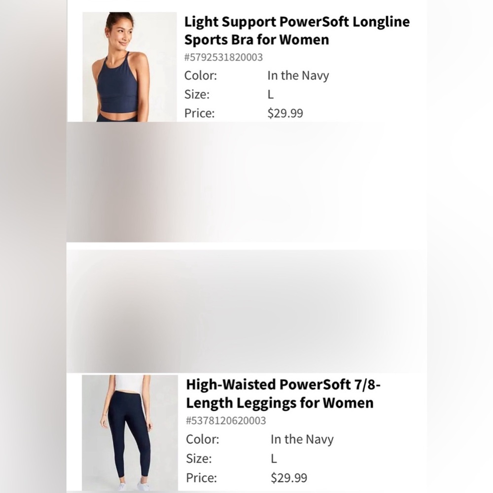 Old Navy Athletic Set (Sports Bra & Legging) Size Large.
